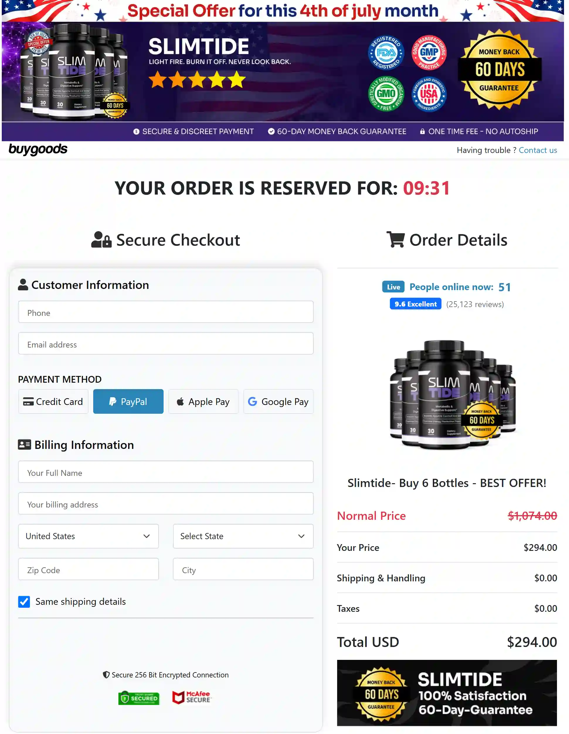 Slimtide checkout